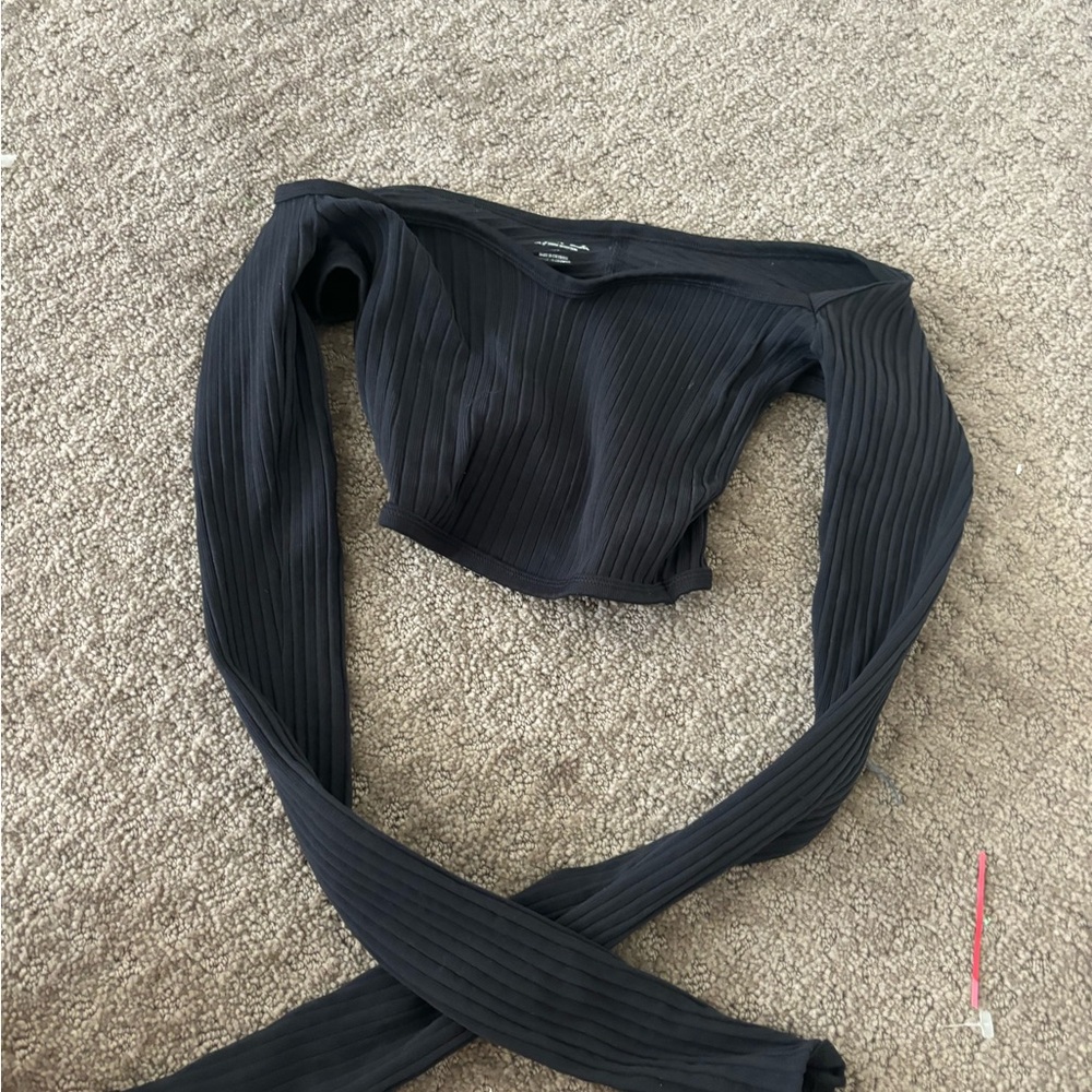 Zara Black Ribbed Knit Top